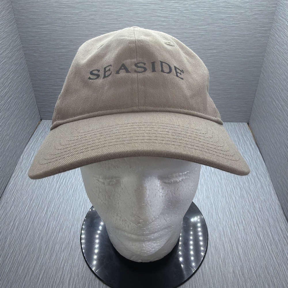 Seaside Hat Beige Embroidered Dad Cap Adjustable Strapback Coastal Beach OSFM